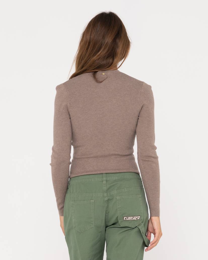 RUSTY KNIT - AMELIA SKIMMER LONG SLEEVE KNIT TOP / CAPPUCCINO
