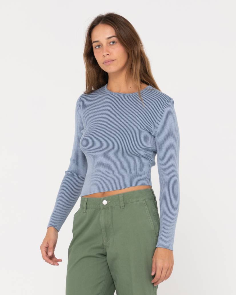 RUSTY KNIT - SOLACE LONG SLEEVE KNITTED TOP / BLUE