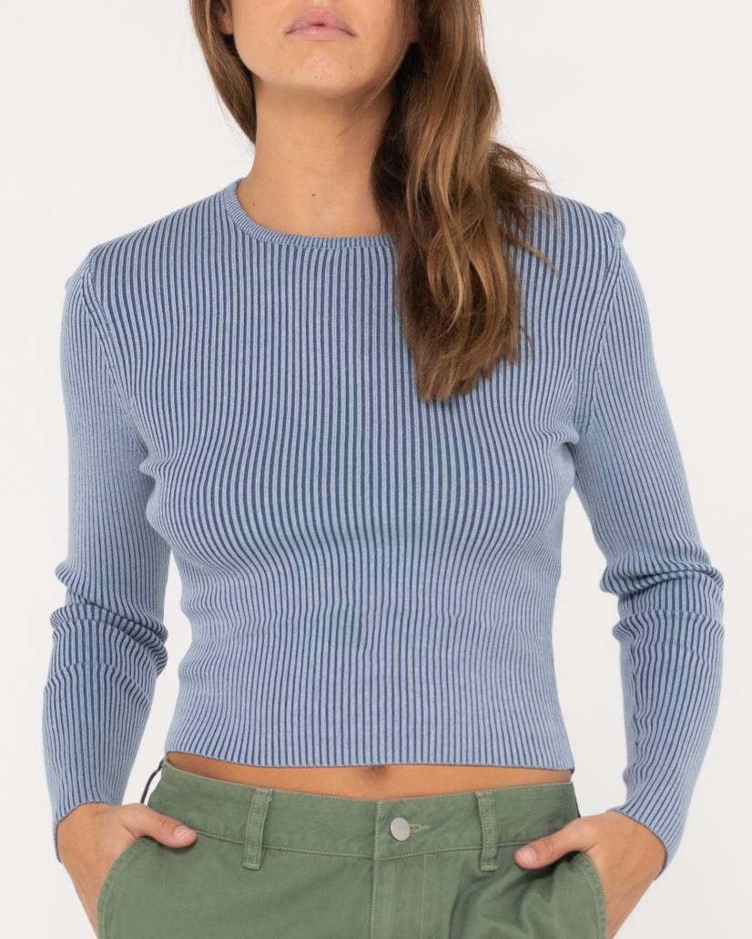 RUSTY KNIT - SOLACE LONG SLEEVE KNITTED TOP / BLUE