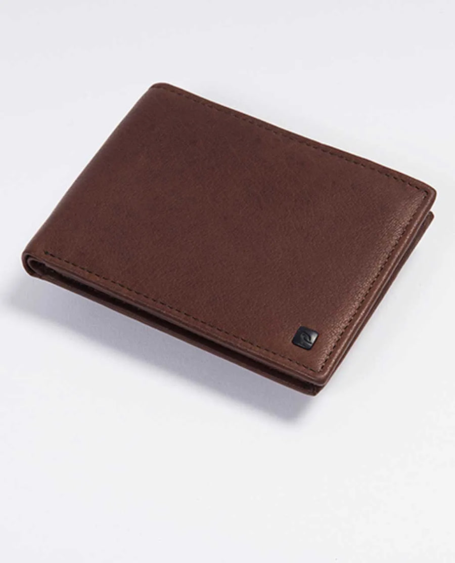 RIPCURL LEATHER WALLET - K-ROO RFID ALL DAY / BROWN