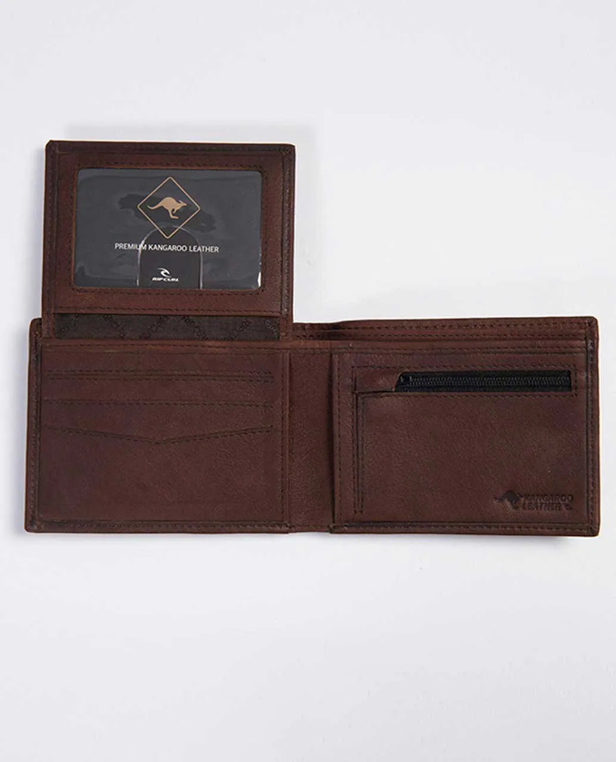 RIPCURL LEATHER WALLET - K-ROO RFID ALL DAY / BROWN
