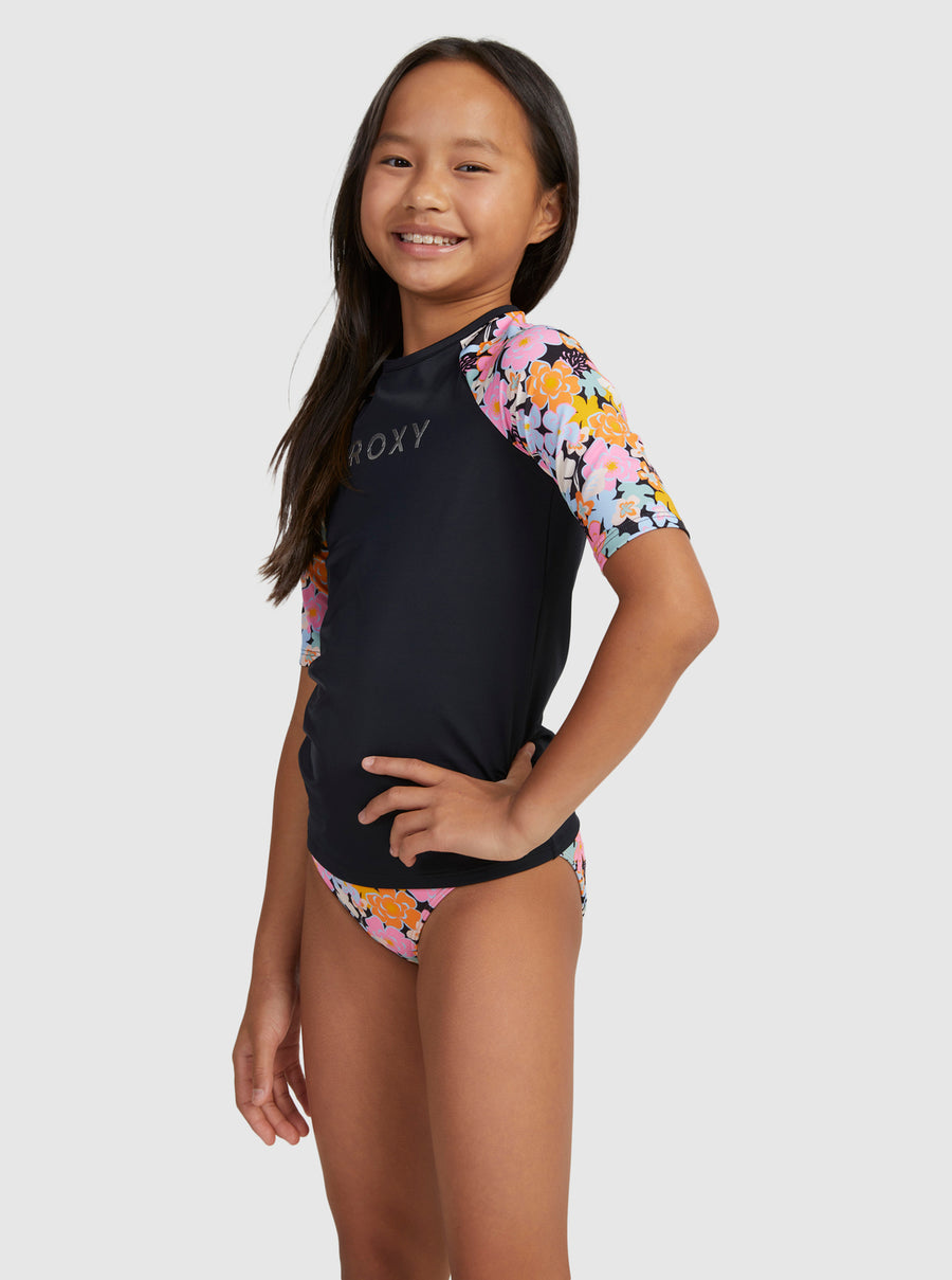 ROXY RASH TOP - ABOVE THE LIMITS SS LYCRA / ANTHRACITE MEMORIES