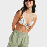 ROXY LINEN SHORTS-LEKETIO BAY II/OIL GREEN