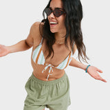 ROXY LINEN SHORTS-LEKETIO BAY II/OIL GREEN