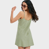 ROXY MINI SLIP DRESS-SANTORINI/OIL GREEN