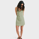 ROXY MINI SLIP DRESS-SANTORINI/OIL GREEN