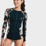 ROXY RASH TOP-FULL ZIPPED LYCRA/ ALMOND TROPICAL