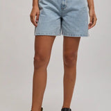 WRANGLER DENIM SHORTS - HI A-LINE SHORT / CELESTIAL BLUE