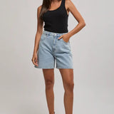 WRANGLER DENIM SHORTS - HI A-LINE SHORT / CELESTIAL BLUE