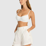 SEA LEVEL - SHORE LINEN BOAT SHORTS / WHITE