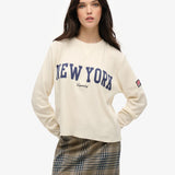 SUPERDRY - ATHLETICS ESSENTIAL GRAPGIC LS TOP / DESERT BONE OFF WHITE