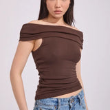 ALL ABOUT EVE - MADDIE KNIT TOP / BROWN