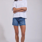 LEE - MID STRIGHT SHORT - BLUE LETTER