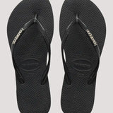 HAVAIANAS SLIM LOGO METALLIC -BLACK SILVER