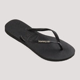 HAVAIANAS SLIM LOGO METALLIC -BLACK SILVER