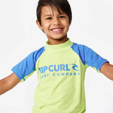 RIPCURL YOUTH RASHIE - SHOCK UPF S/S / BLUE/GREEN