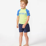 RIPCURL YOUTH RASHIE - SHOCK UPF S/S / BLUE/GREEN