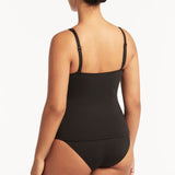 SEA LEVEL SWIM - ESSANTIALS CROSS FRONT MULTIFIT SINGLET TOP / BLACK