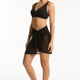 SEA LEVEL SWIM - ESSENTIALS MID LENGTH MESH WRAP / BLACK