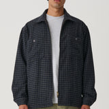 S DOUBLE JACKET - PLAID ZIP THROUGH LS SHIRT / INDIGO