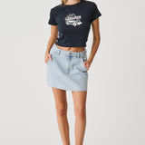 M/SF/T DENIM SKIRT - HEAVENLY PEOPLE MINI SKIRT / WASHED BLUE