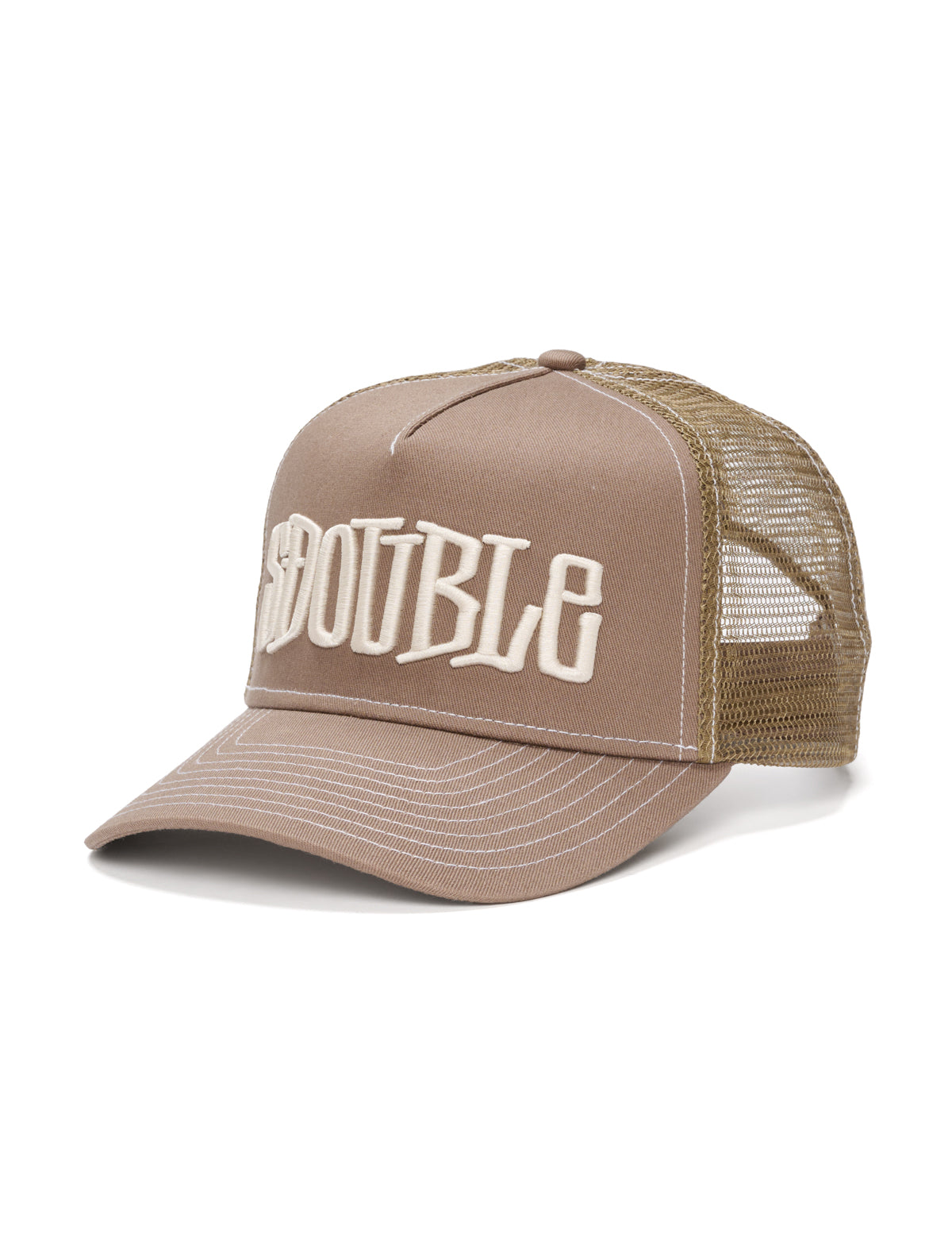 S-DOUBLE CAP - MID-BLOCK CURVED PEAK TRUCKER