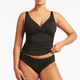 SEA LEVEL SWIM - ESSANTIALS CROSS FRONT MULTIFIT SINGLET TOP / BLACK