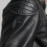 SUPERDRY JACKET -  HERITAGE LEATHER MOTO RACER / BLACK