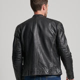 SUPERDRY JACKET -  HERITAGE LEATHER MOTO RACER / BLACK