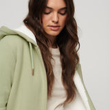 SUPERDRY HOODIE - ESSENTIAL BORG LINED ZIP HOOD / SEA GREEN