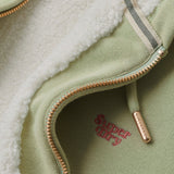 SUPERDRY HOODIE - ESSENTIAL BORG LINED ZIP HOOD / SEA GREEN