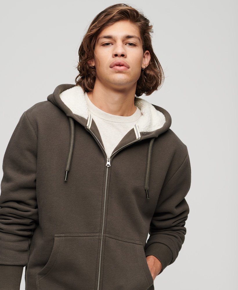 SUPERDRY HOODIE - ESSENTIAL BORG LINED ZIP HOOD