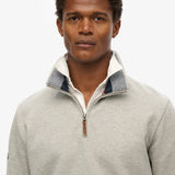 SUPERDRY 1/4 ZIP - CORE PIQUE HENLY / GREY MARLE