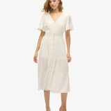 SUPERDRY -  IBIZA S/S MIDI TEA DRESS-WHITE