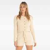 HURLEY KNIT - HARPER RIB KNIT CARDIGAN / OAT MILK