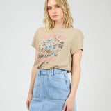 ALL ABOUT EVE T-SHIRT - YOUNG HEARTS REGULAR / STONE