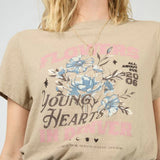 ALL ABOUT EVE T-SHIRT - YOUNG HEARTS REGULAR / STONE