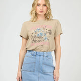 ALL ABOUT EVE T-SHIRT - YOUNG HEARTS REGULAR / STONE