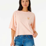 RIPCURL TEE - ALOHA WITH LOVE HERITAGE CROP / LIGHT PEACH