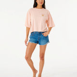 RIPCURL TEE - ALOHA WITH LOVE HERITAGE CROP / LIGHT PEACH