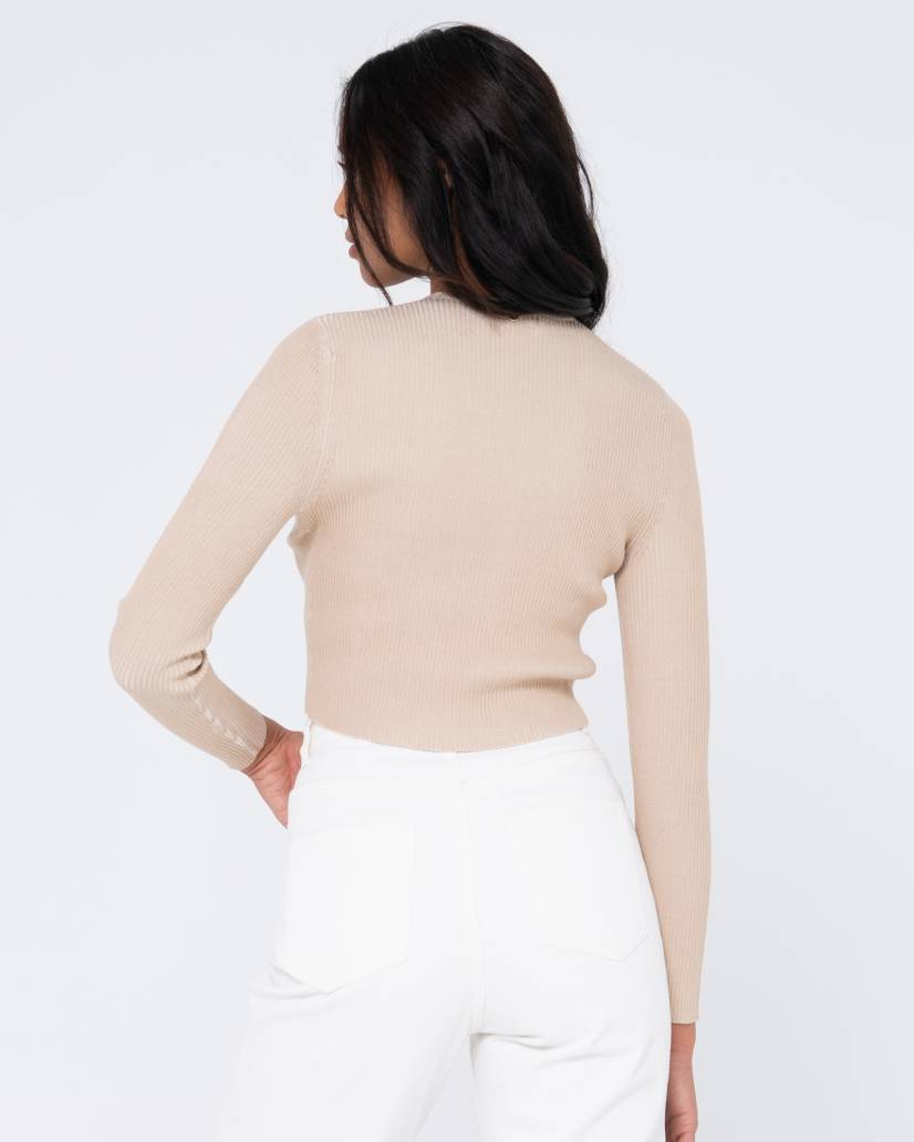 RUSTY TOP - SOLACE LONG SLEEVE KNITTED TOP / OATMILK