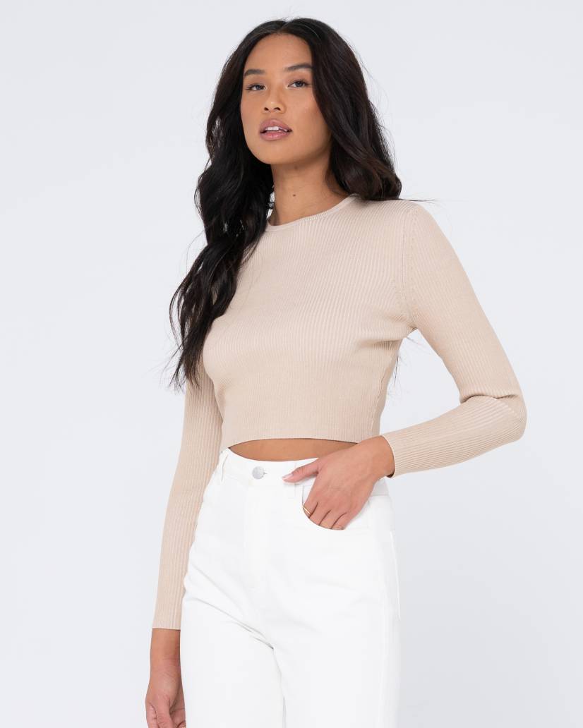 RUSTY TOP - SOLACE LONG SLEEVE KNITTED TOP / OATMILK