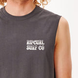 RIPCURL TEE - COIL MUSCLE WASHED BLACK
